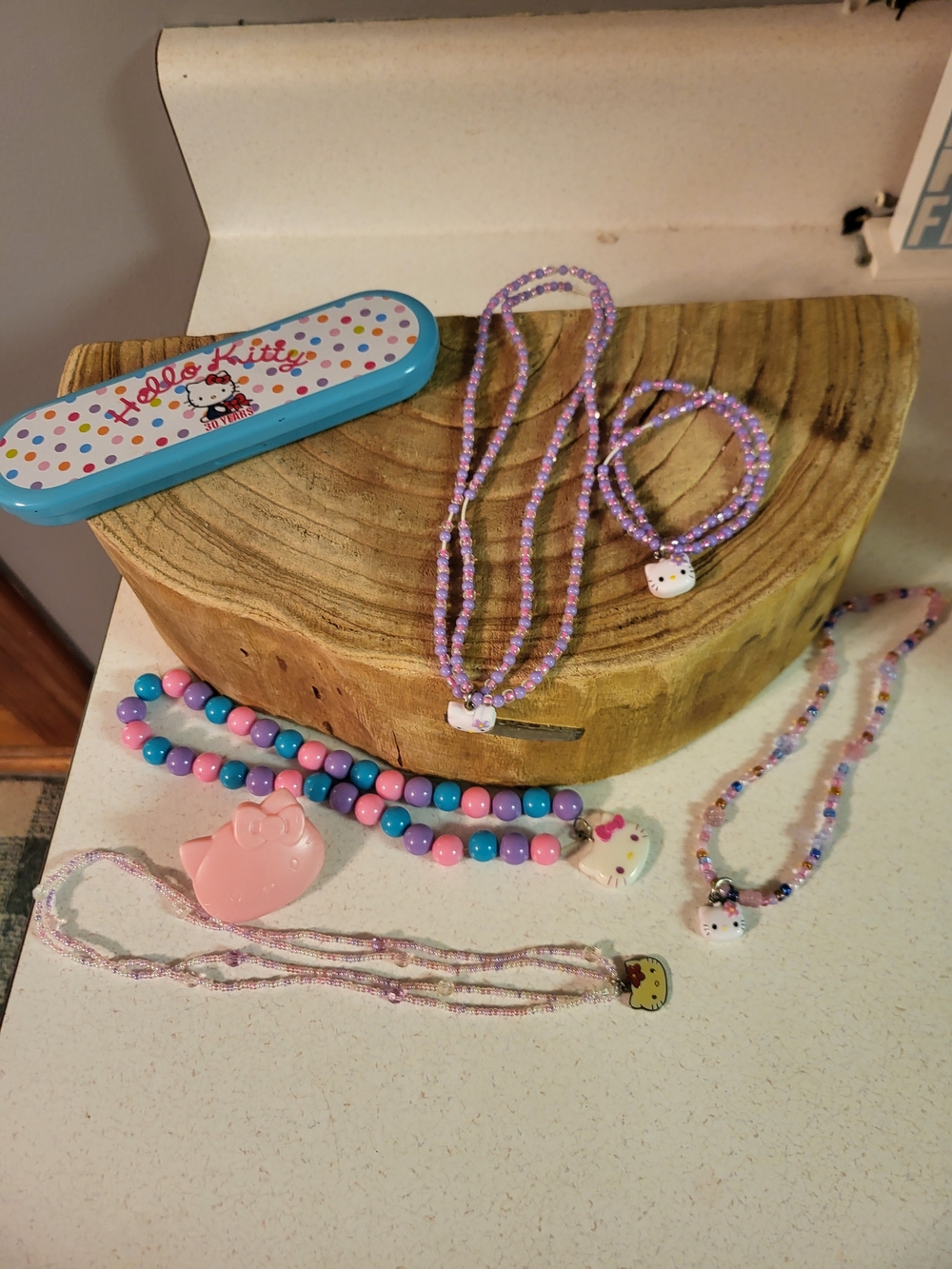 Hello Kitty Pink and Purple Kids Necklace & Bracelet Set